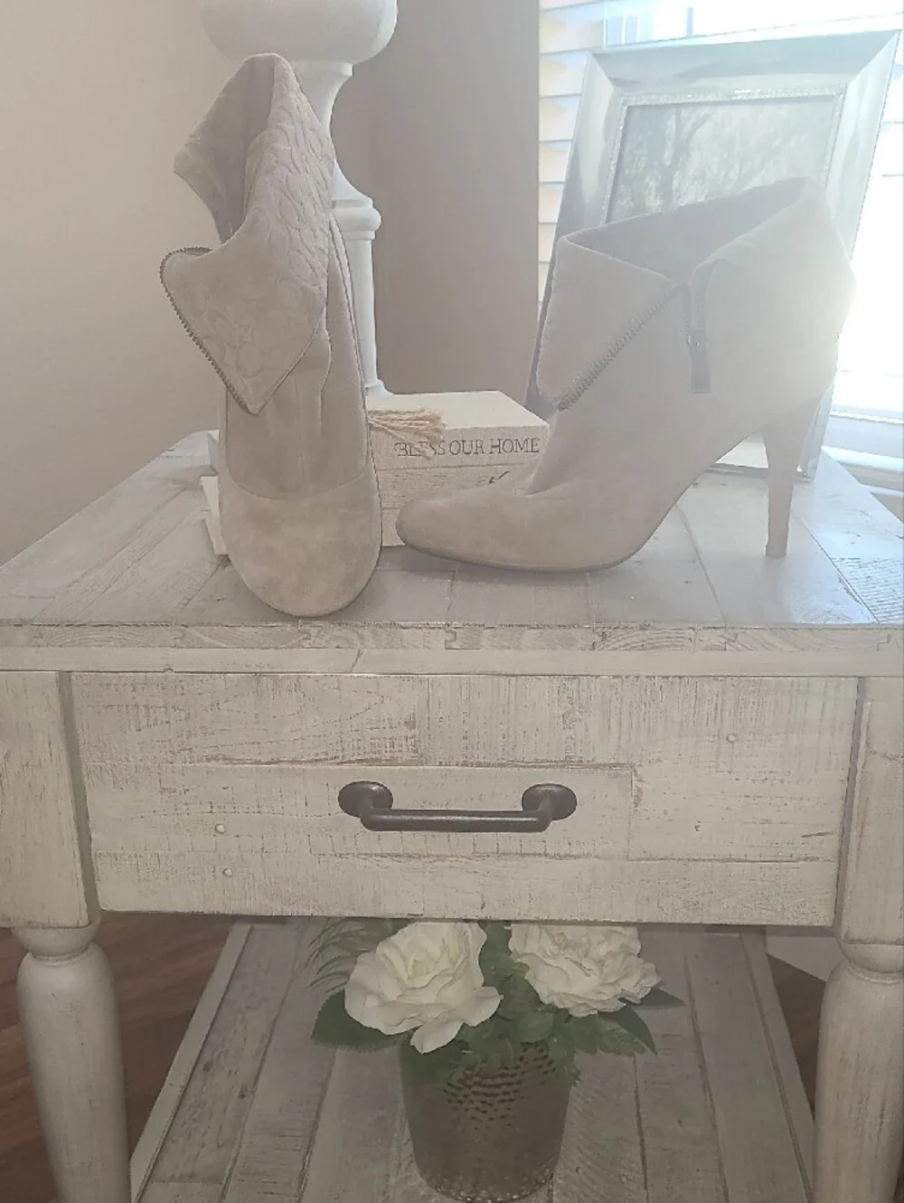 COACH Suede Fold-Over Ankle Booties - Taupe